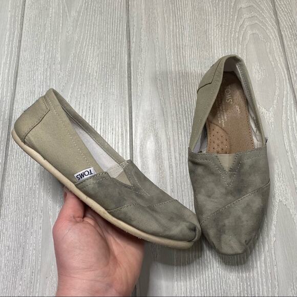 Toms Women's Tan Khaki Alpargata Canvas Slip On Casual Flats Size 6.5 - Picture 1 of 9